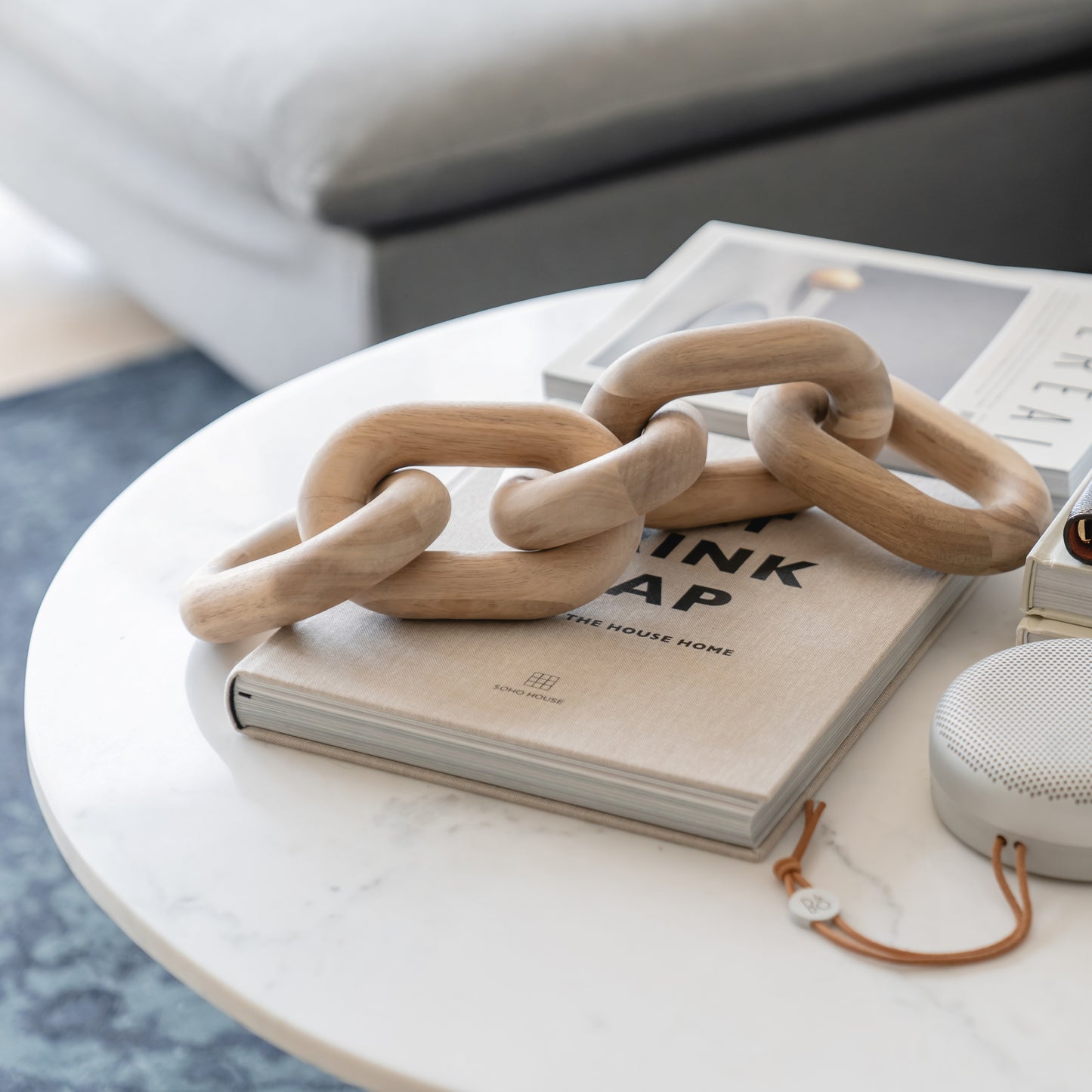 Acacia Wood Chain Link Decor - Perfect Rustic Wooden Decor For Coffee Table and Bookshelf